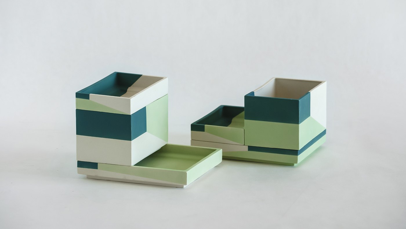 bauhaus casting ceramics  home house ware minimal modern modular ornament slip casting