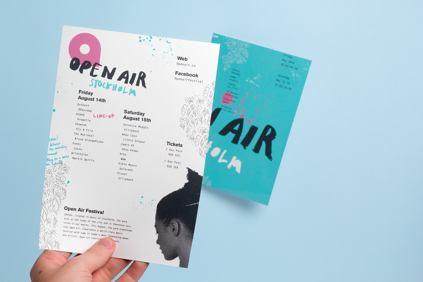 open air festival print flyers Stockholm musicfestival artist pattern hand lettered Promotion