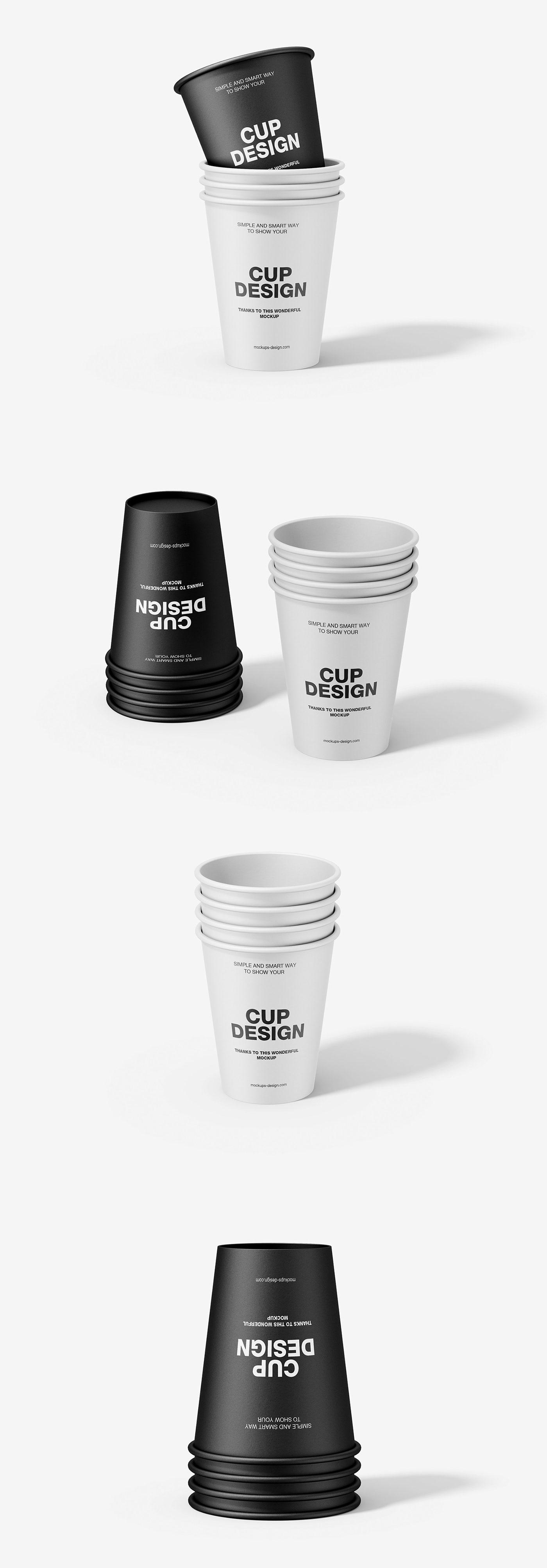 It is a minimalist, aesthetic and professionally adaptable mockup of paper cups in a stack for you.