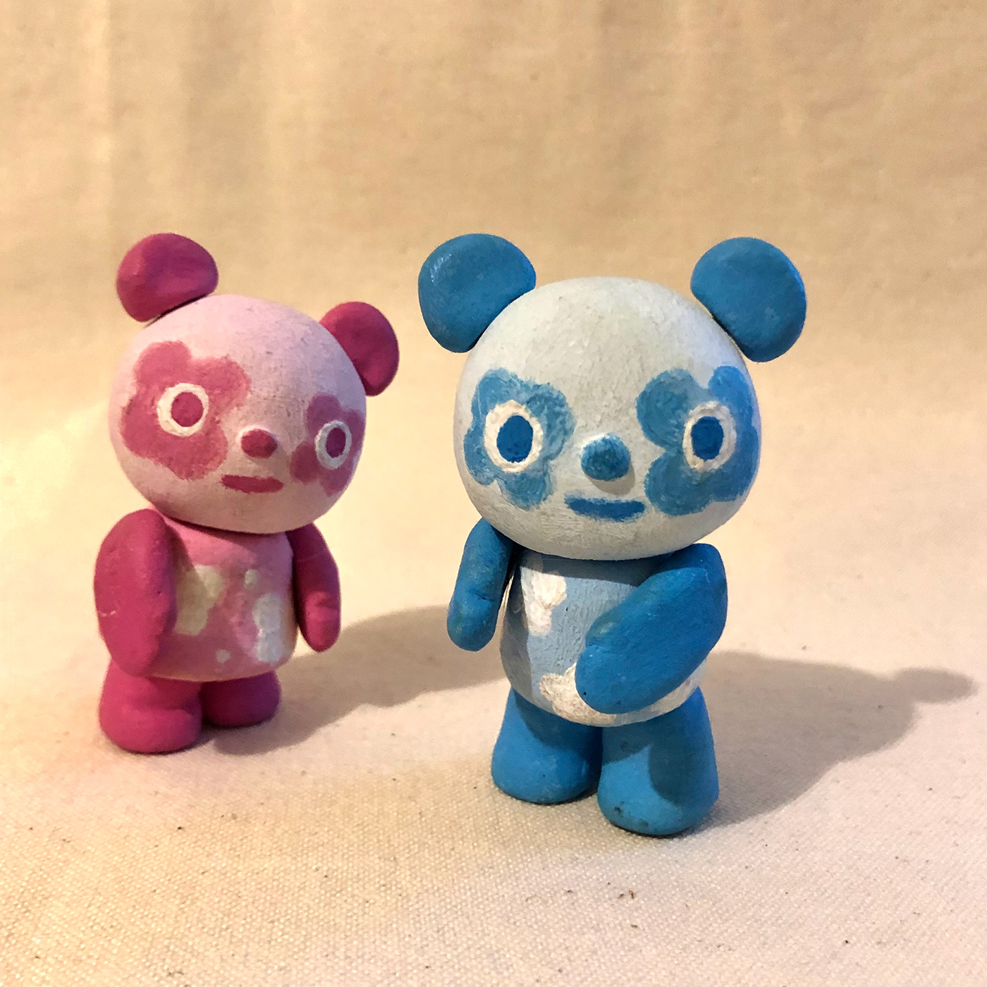 Panda  パンダ 紙粘土 doll 人形 Character flower star Pierrot グレイ
