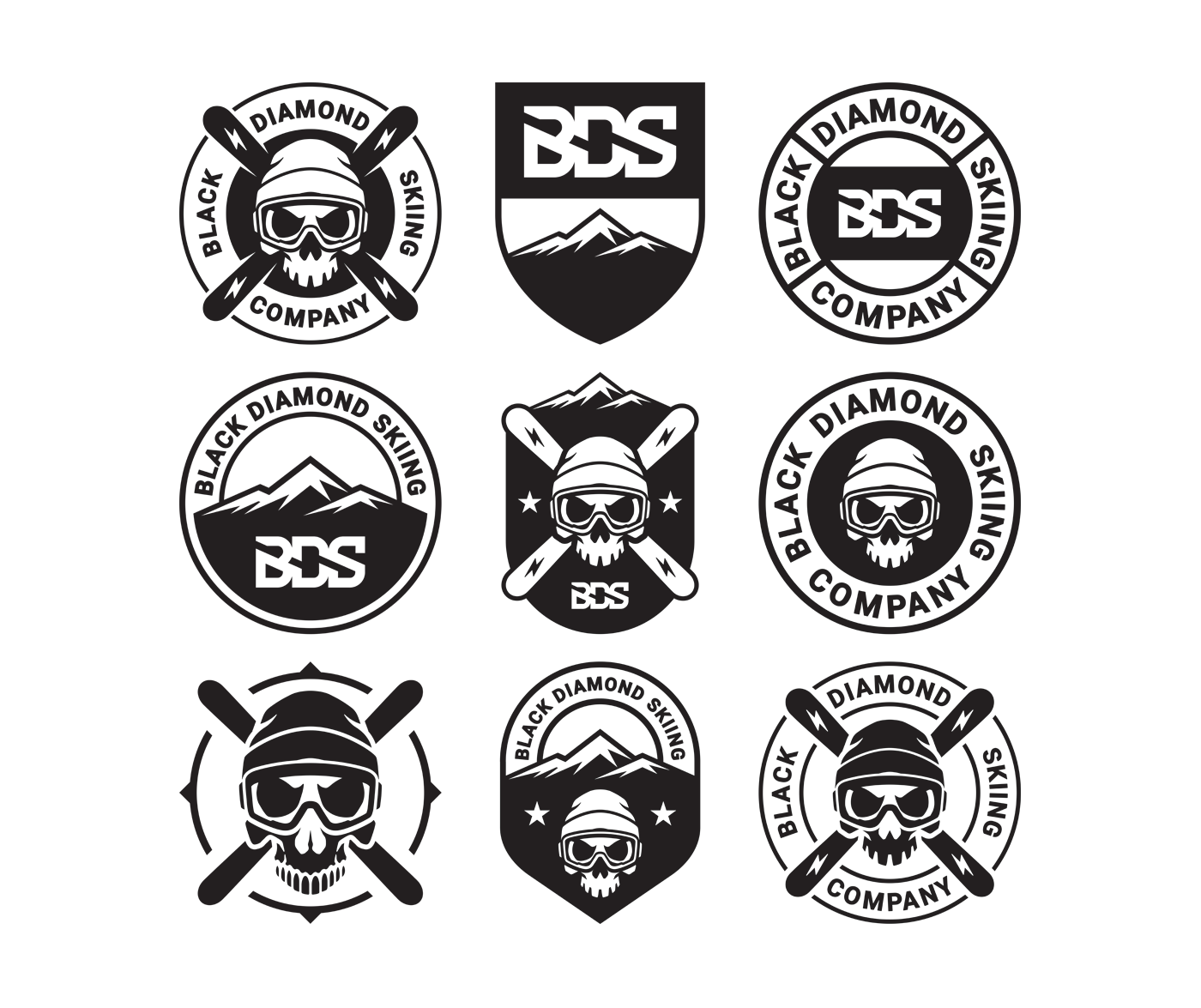 logo logo mark Logo Design branding  logomark bds ski logo creative designbymatt skull logo