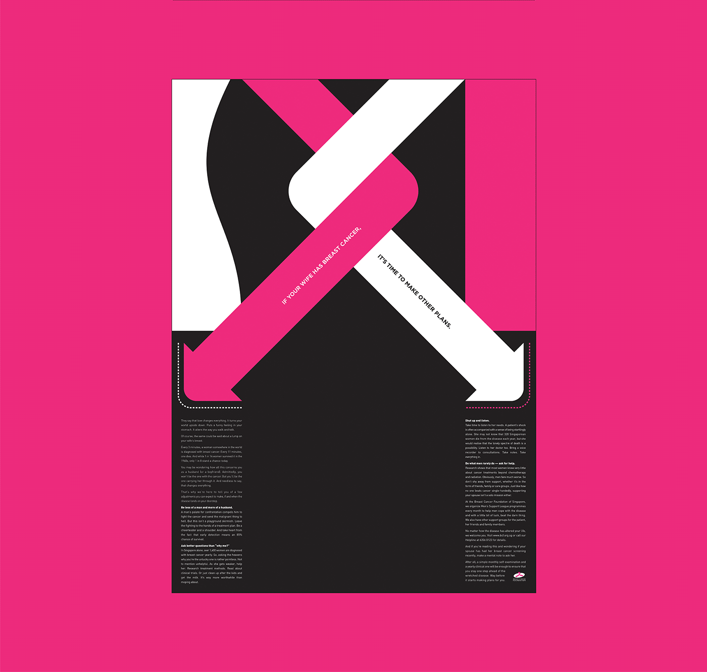 nonprofit ProBono print vector minimal husbands long copy pink ribbon breast cancer