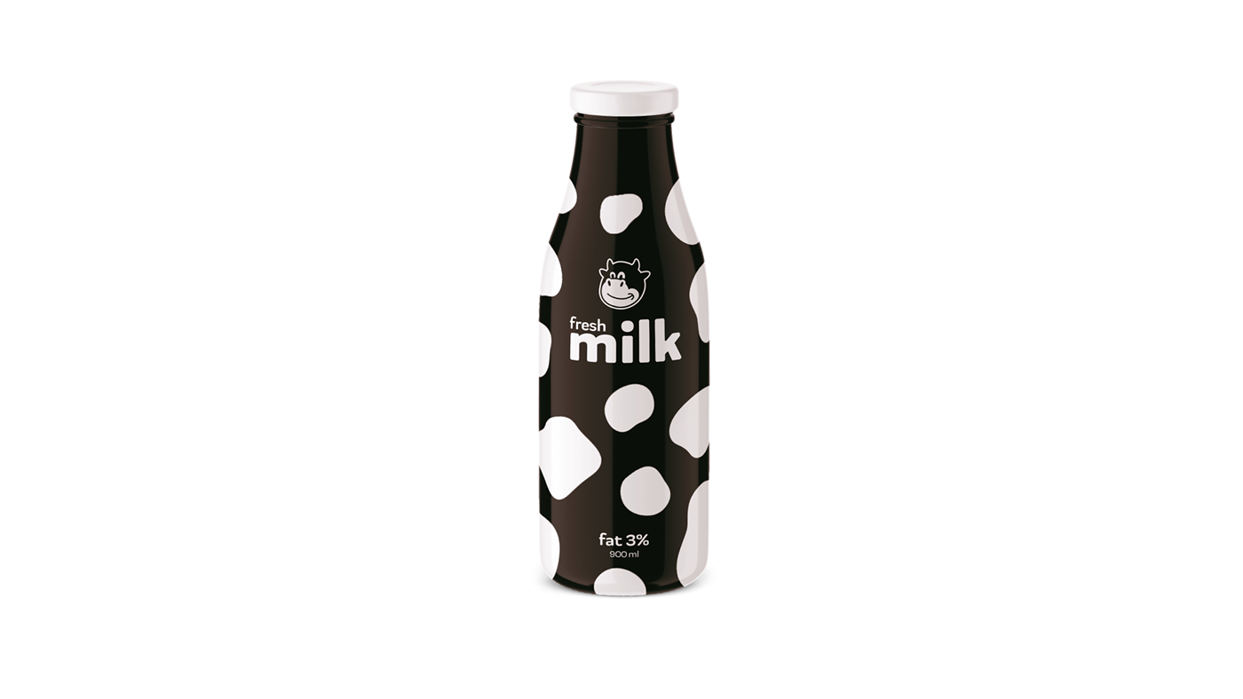 3D package bottle branding  cow Dairy ILLUSTRATION  logo milk package Packaging