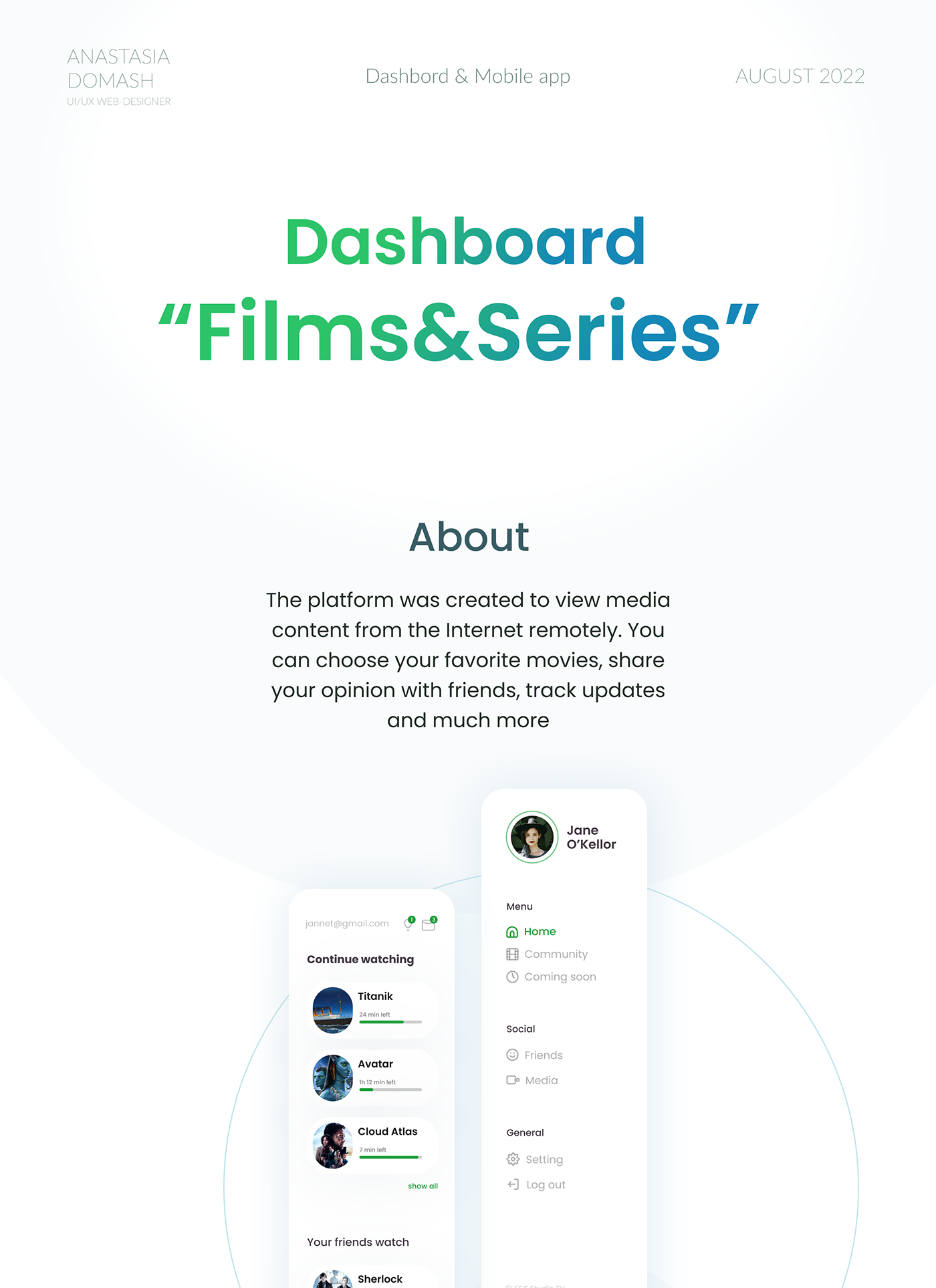 dashboard dashboard design Figma films Mobile app UI UI/UX uiux user interface Web
