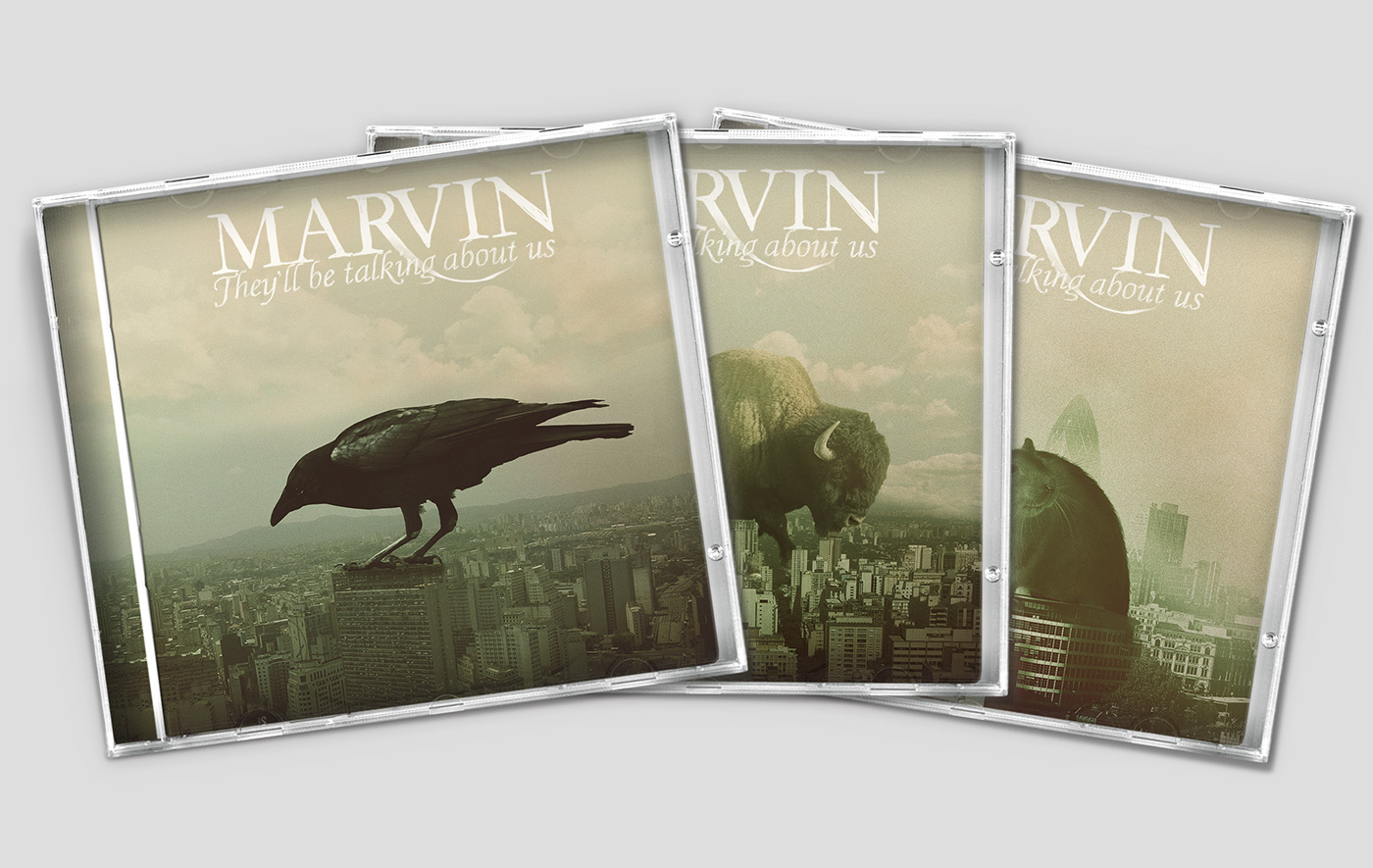  Music cover  art  Photography  LP  cd surreal  big animals  city  Paris  green  urban  collage  raven deer