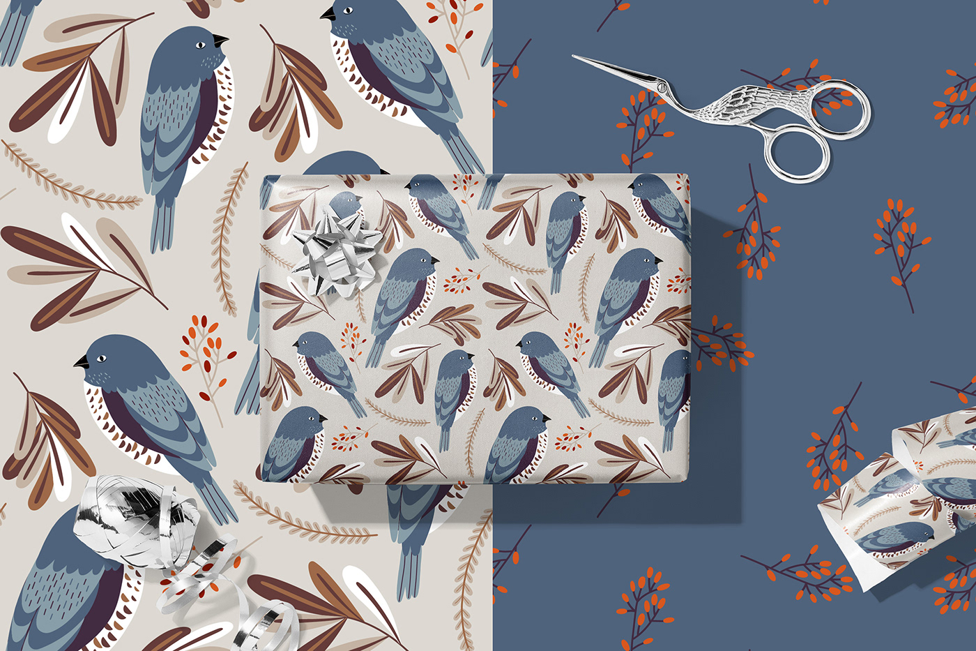 ILLUSTRATION  fabric design seamless pattern textile design  Surface Pattern fabric textile birds animals Character design 