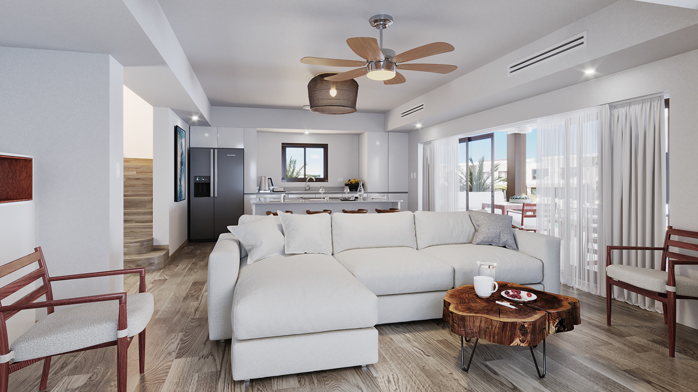 3ds max architecture archviz Beach house house interior design  modern Render visualization vray render