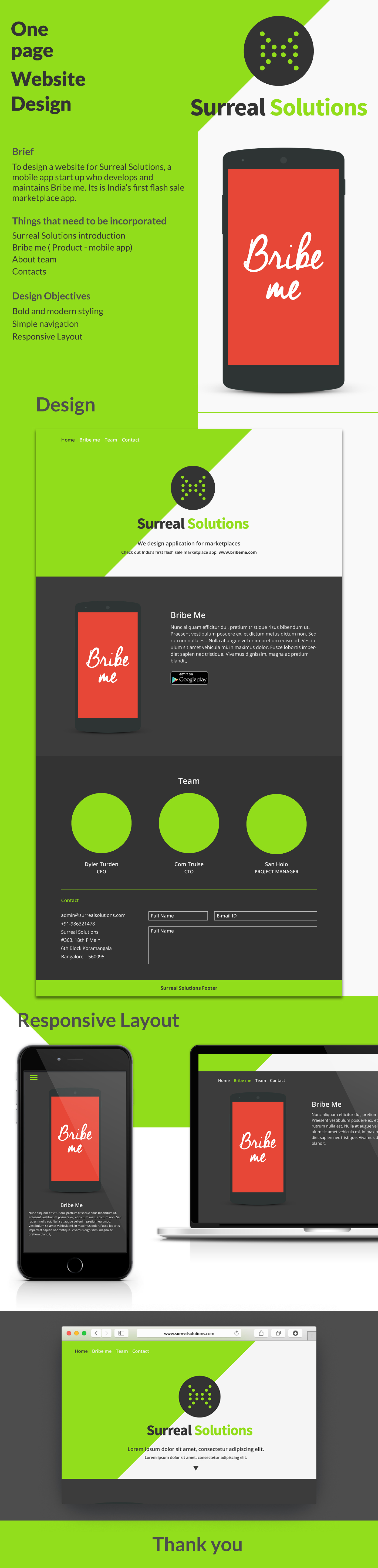 one page design Responsive Website scroll green mobile app onepage One Page