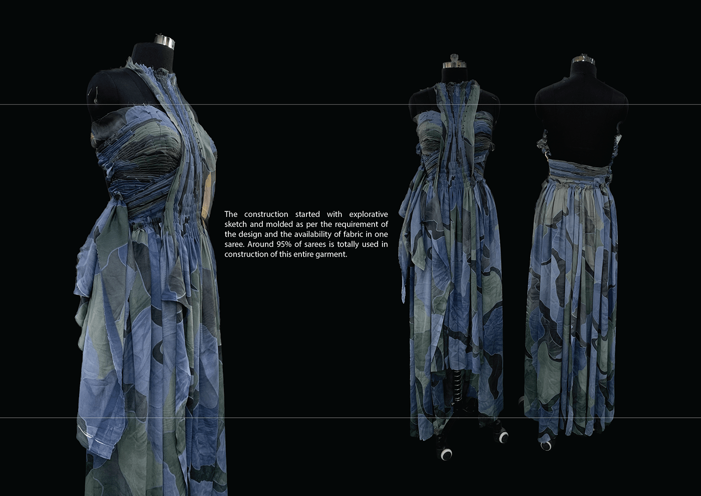 upcycling Pleating draping couture Sustainable Design Sustainable Fashion zerowaste fashion design OLD SAREES
