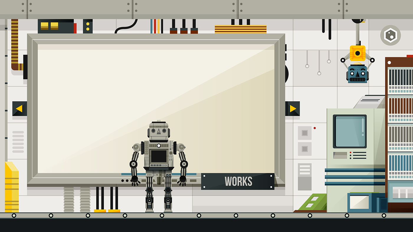 digital robot machine vector yellow Website design Icon Illustrator simple gif motion