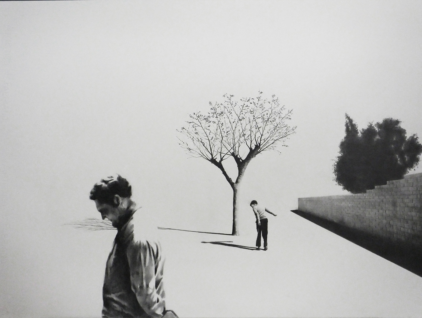 contemporaryart Drawing  figure graphite Landscape LatinAmerica paper pencil Realism solitude