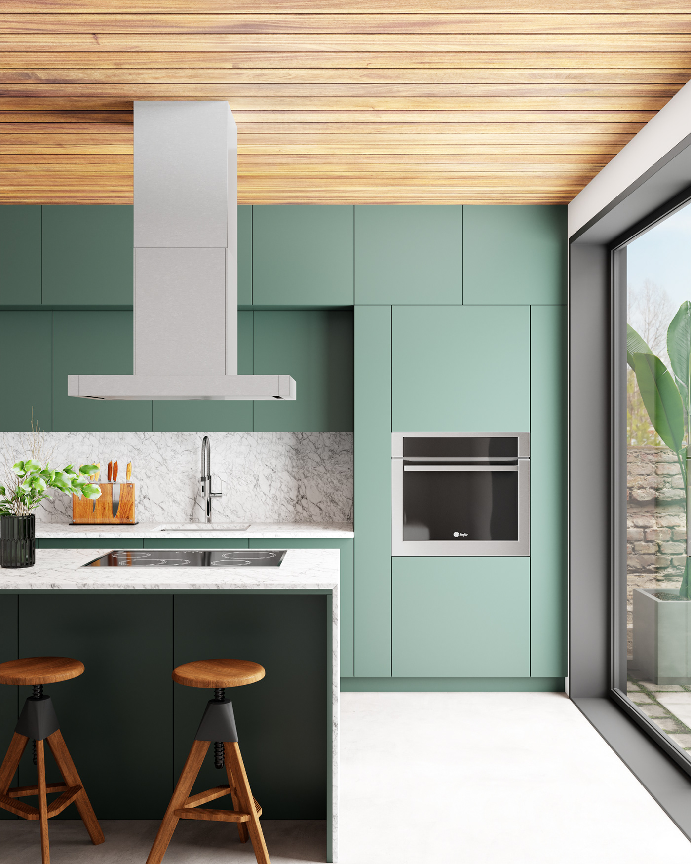 3D CGI corona renderer kitchen Kitchen Appliance monogram Render vray archviz interior design 