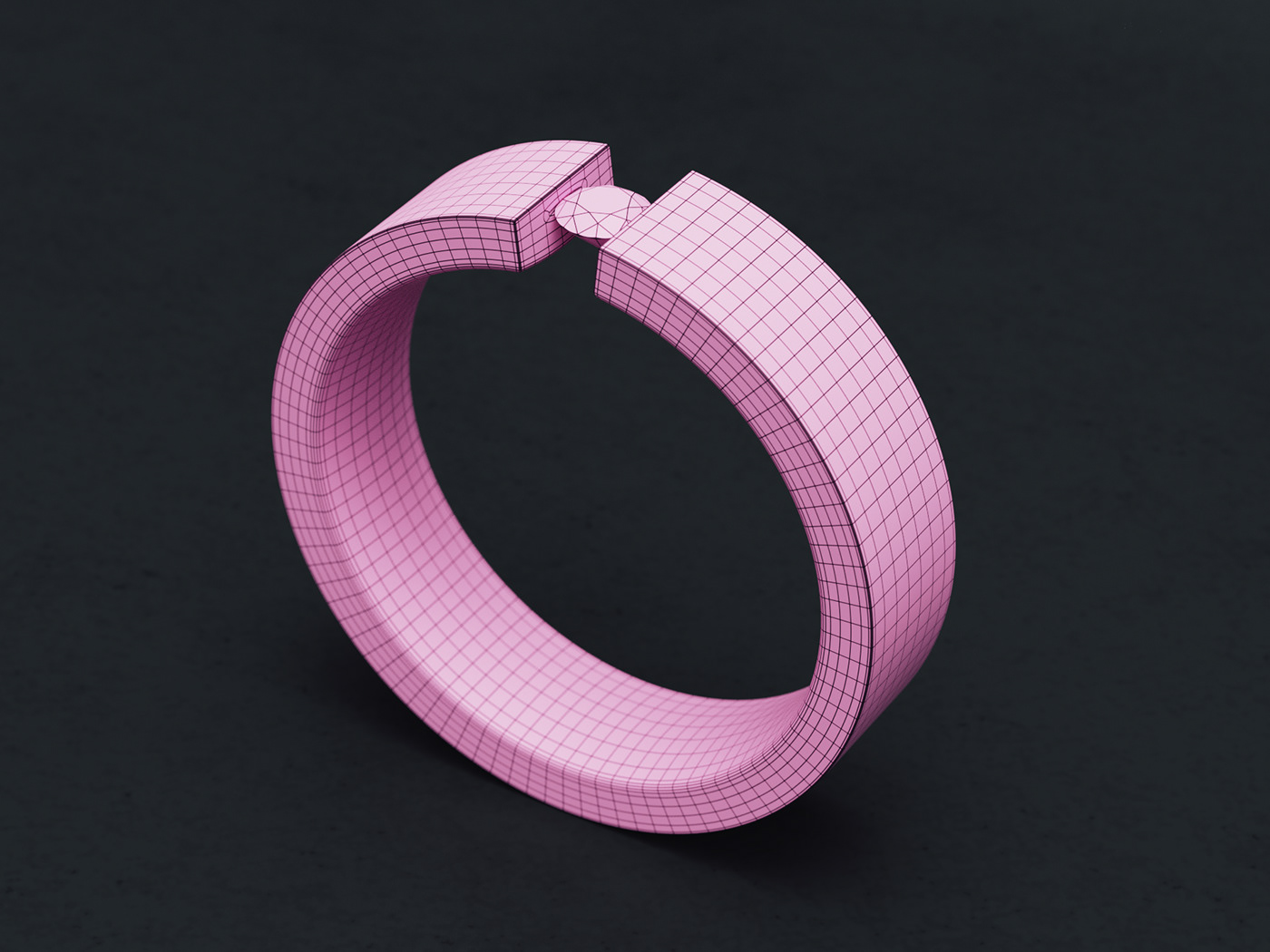 Jewellery White Gold brushed gemstone ring modo 3D pink CGI madewithmodo
