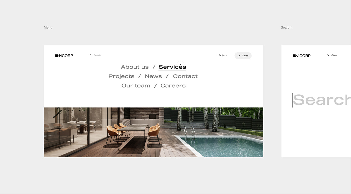 architecture company corporate house Interior luxury modern UI ux Web Design 