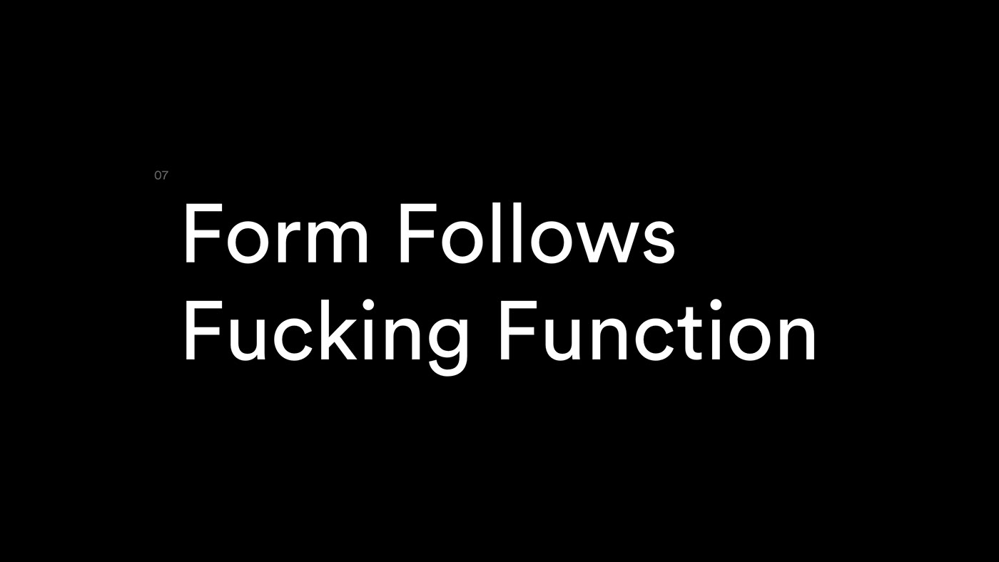 Offff merkgebod 07 — Form Follows Fucking Function