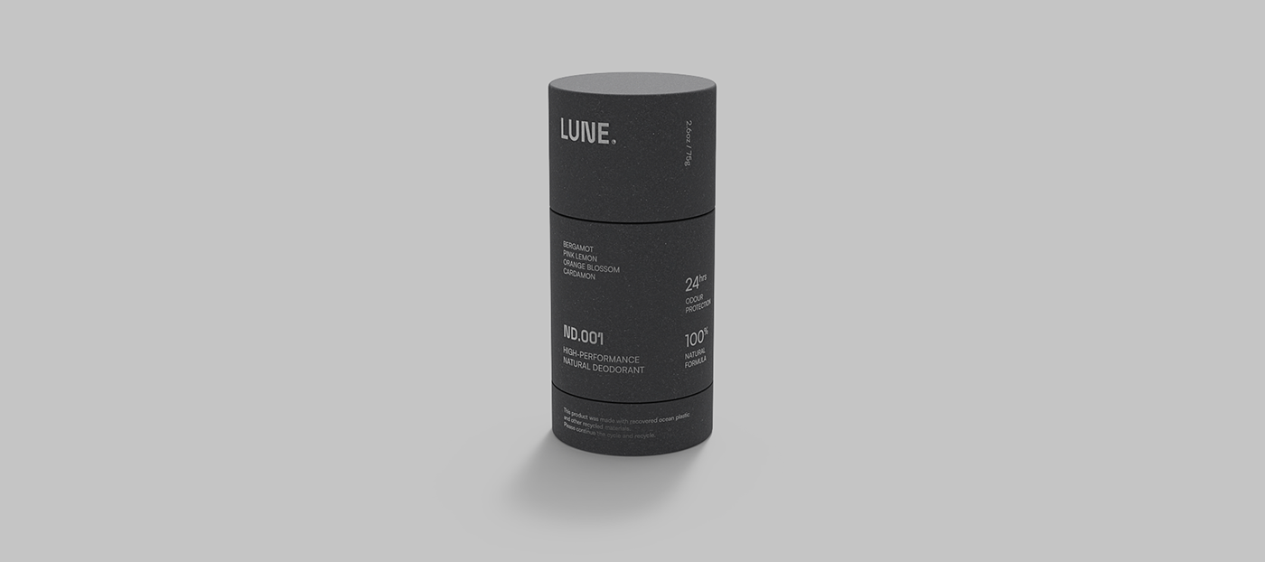 logo Packaging deodorant moon silver Minimalism Modern Design eco-friendly recycled materials goopanic