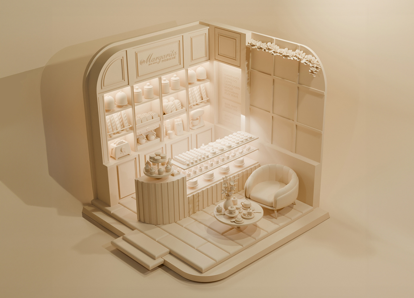 3D blender Isometric bakery design concept art Digital Art  3d modeling interior design  architecture