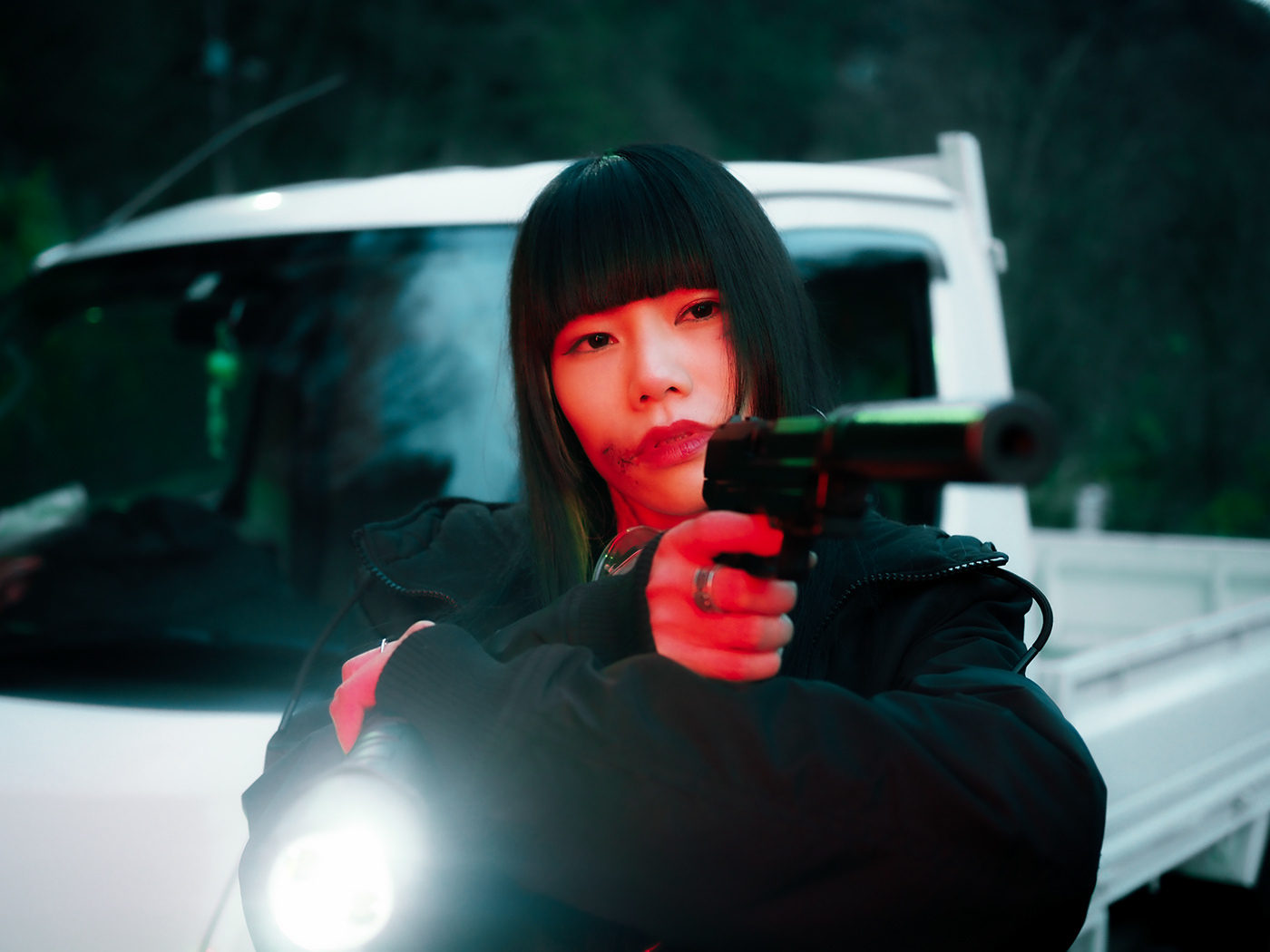 cinematography COVid Cyberpunk Gun japan makeup movie poster portrait shortfilm Video Editing