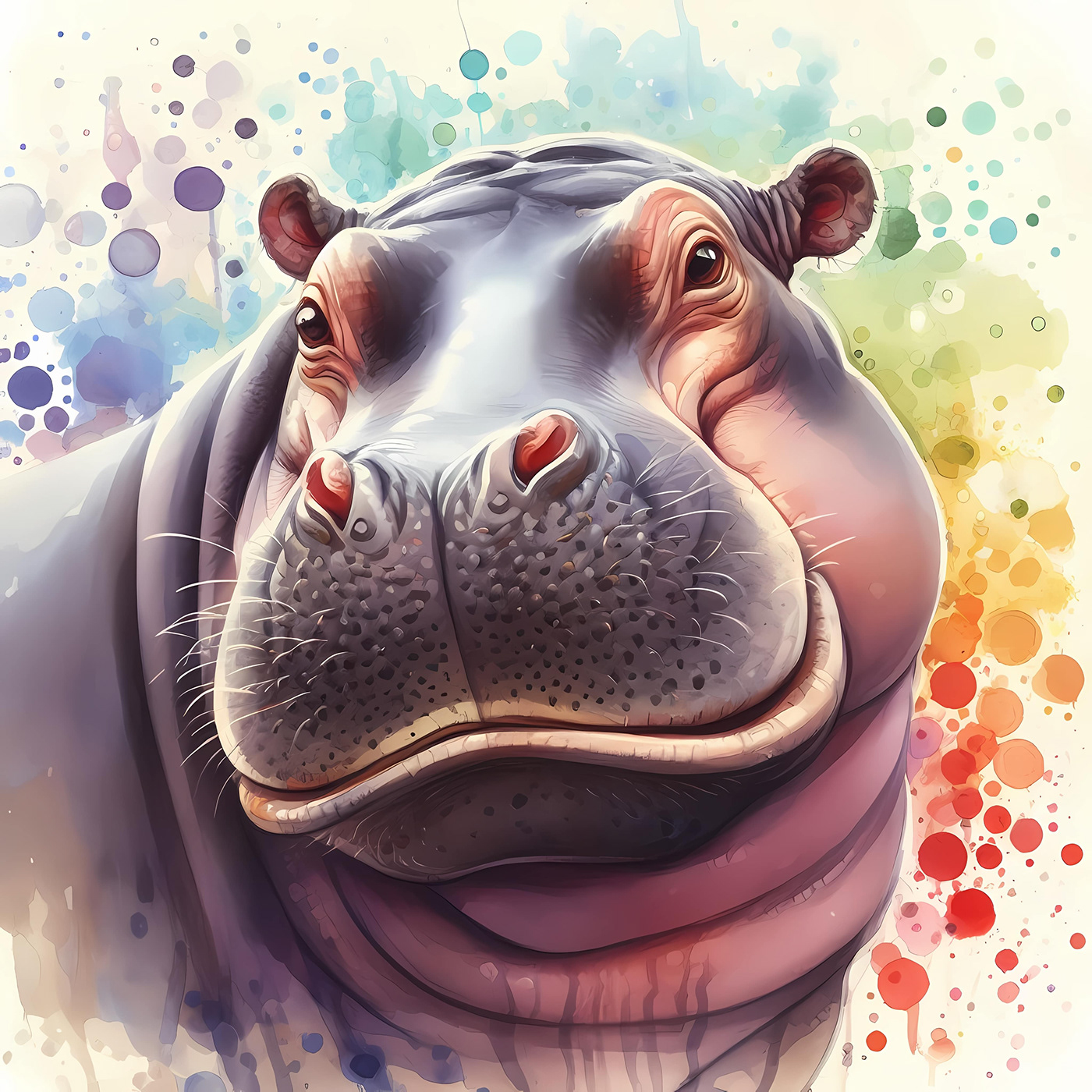 Hippopotamus animal Digital Art  ILLUSTRATION 