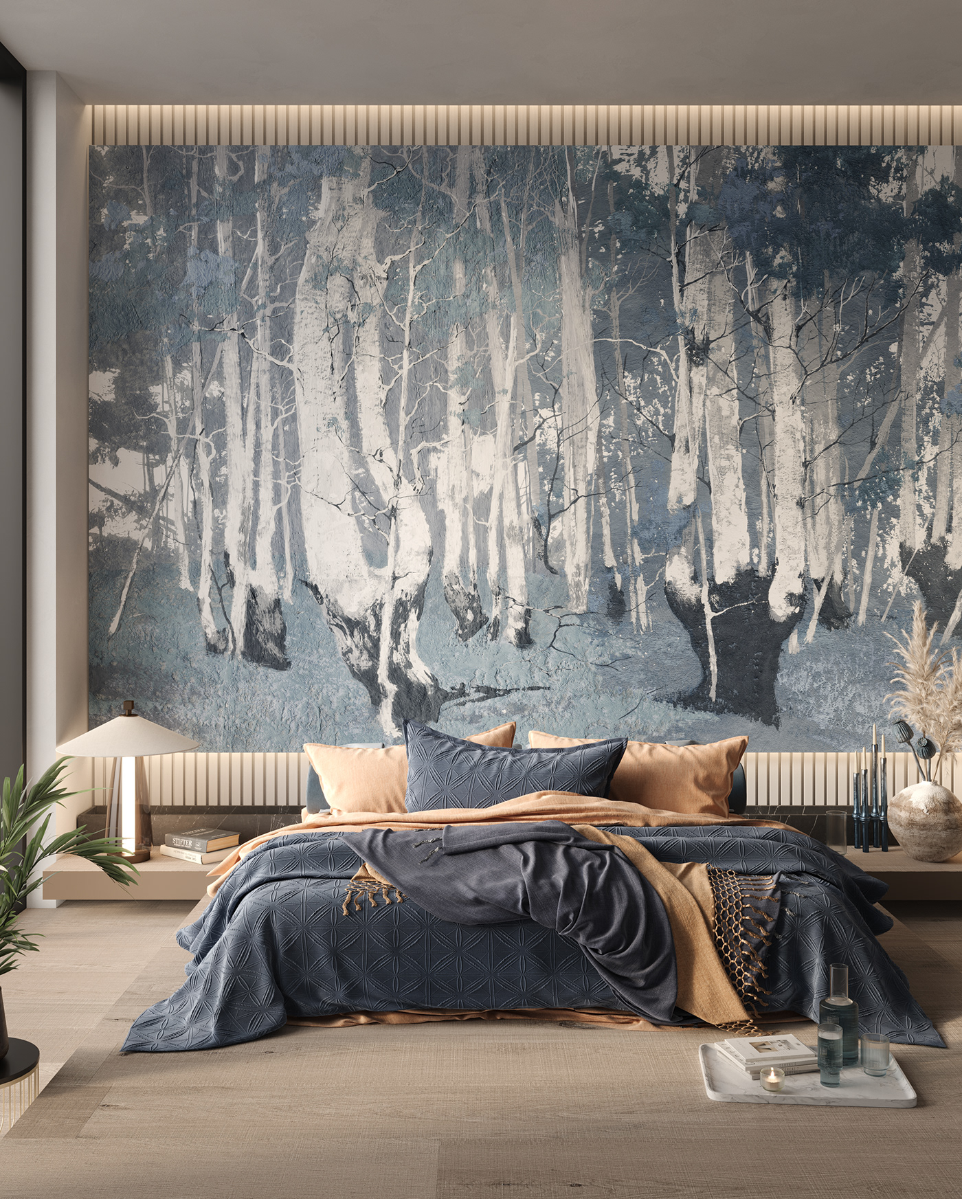 archviz visualization 3ds max interior design  living room CGI Render bedroom livingroom wallpaper