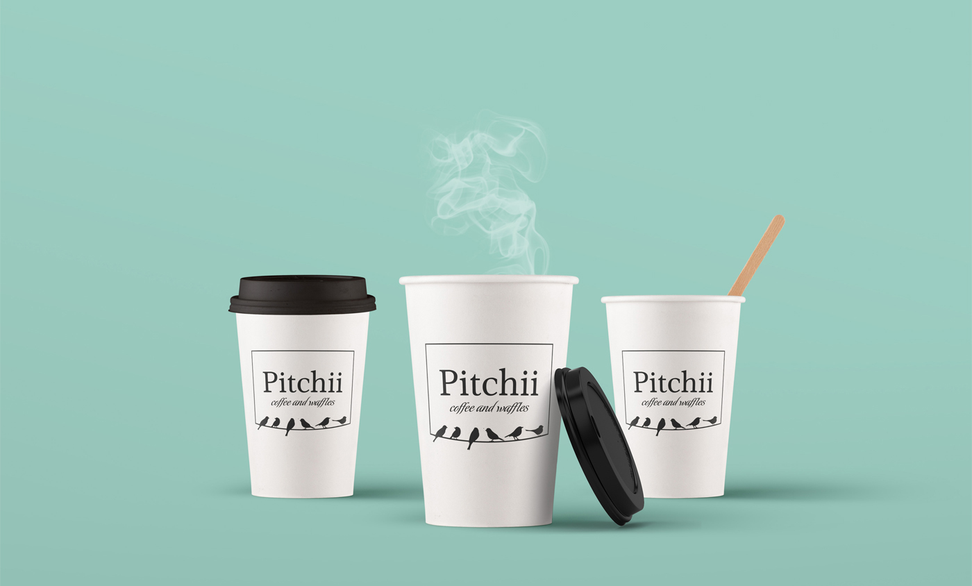 Coffee pitchii branding  logo coffeeshop product cup