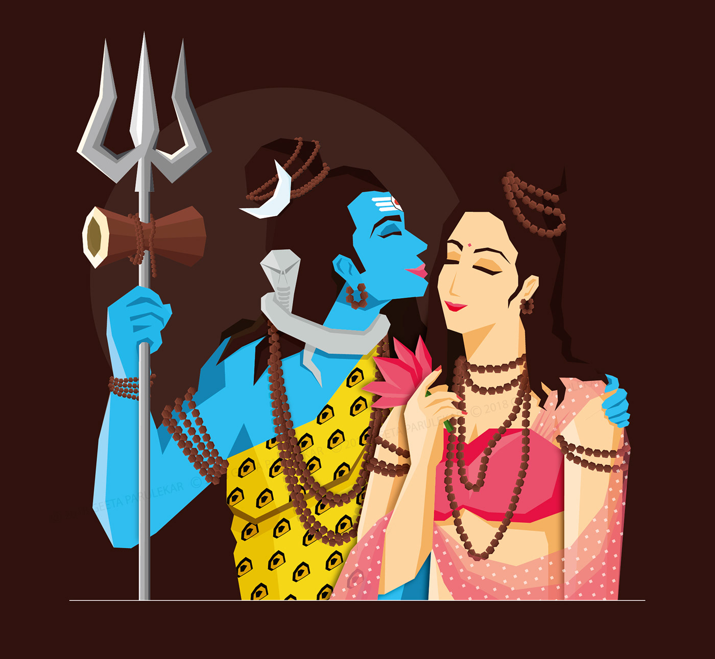 ILLUSTRATION  Vector Illustration graphic design  Shiva Parvati shiva God Illustrations Style graphic