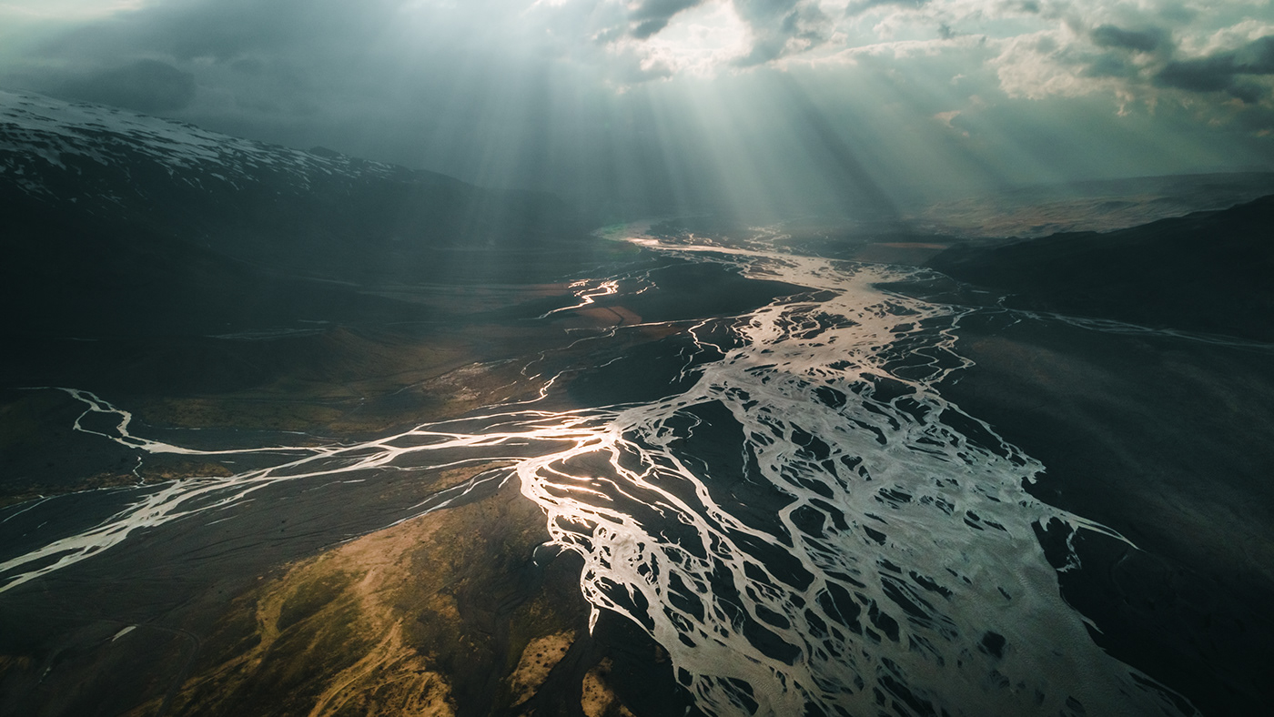 Aerial iceland Greenland ice rivers mountains Nature Landscape art