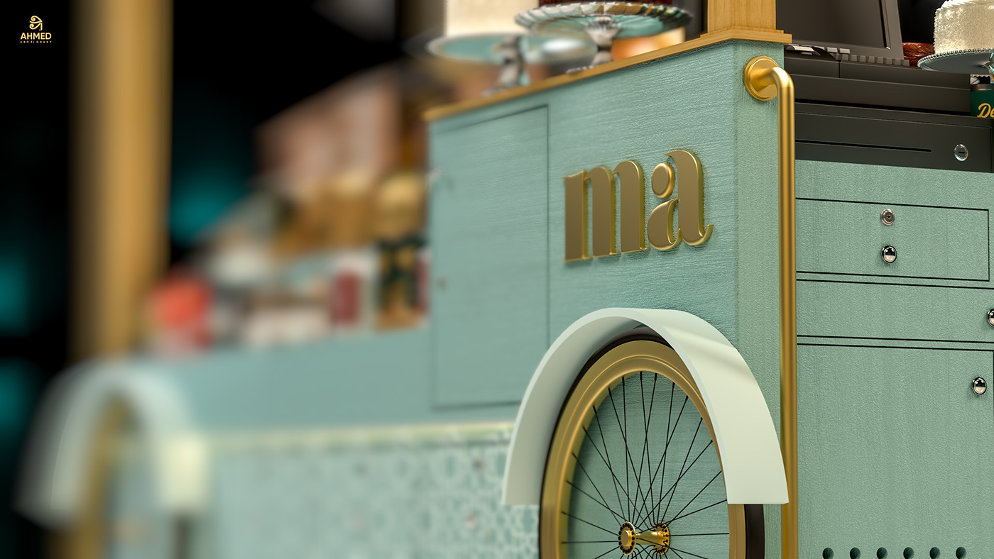3D 3ds max bakery booth cafe interior design  Kiosk Render vray