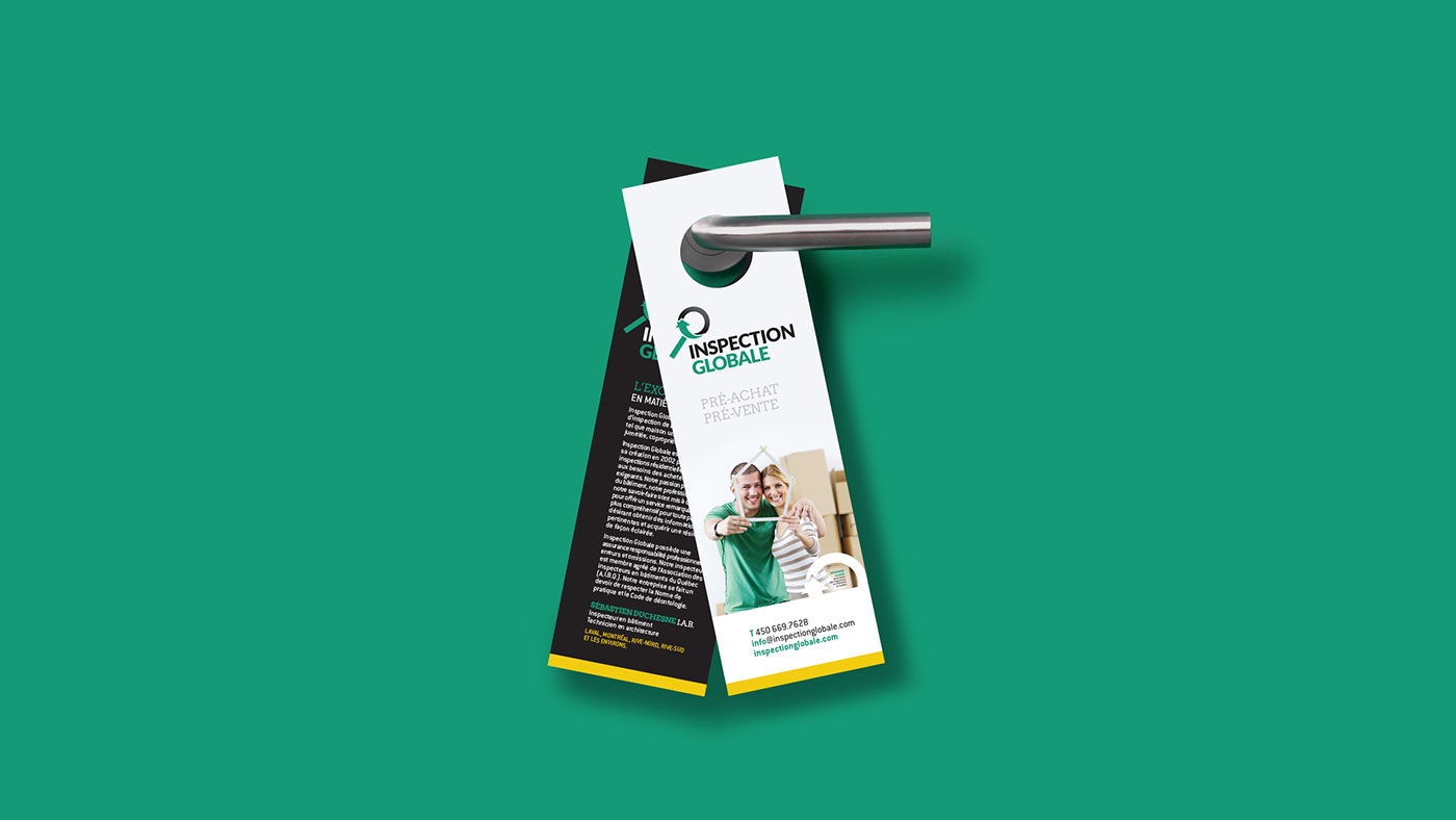 logo rebranding design graphique Carte d'affaire business card accroche porte Door Hanger brochure site web Website