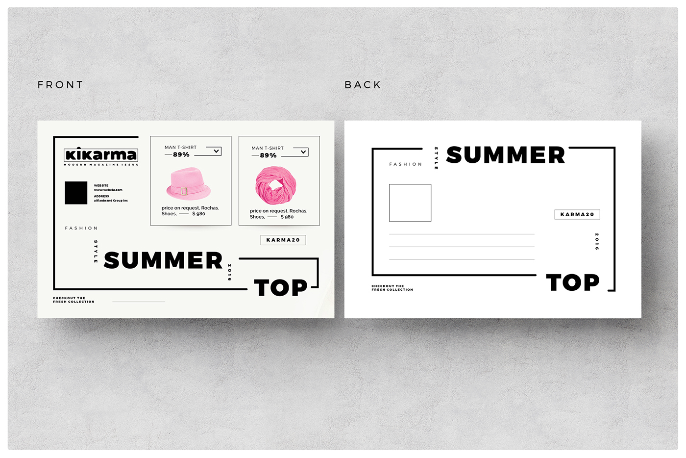 postcard template card Flyer Design marketing materials postcard design fashion look photoshop template BLOGGER TYPOGRAPHIC Ads advertising