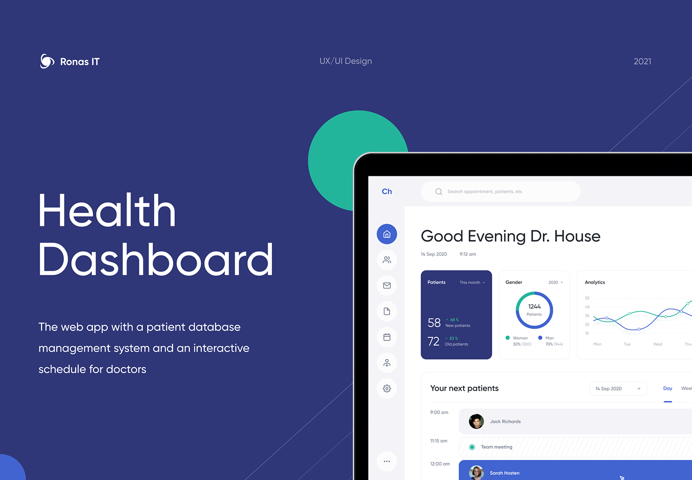 app calendar dashboard desktop doctor Health healthcare patient software UI/UX