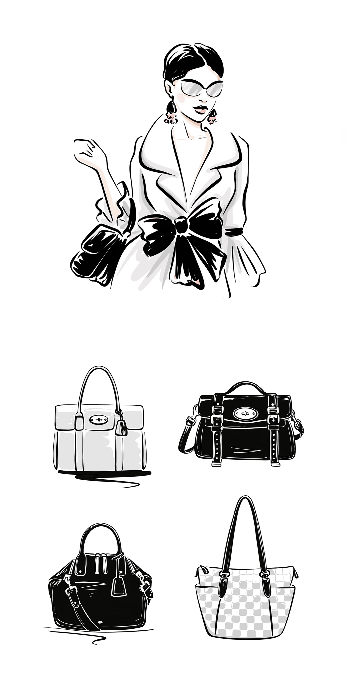 elegant fashion illustration. woman and accessories