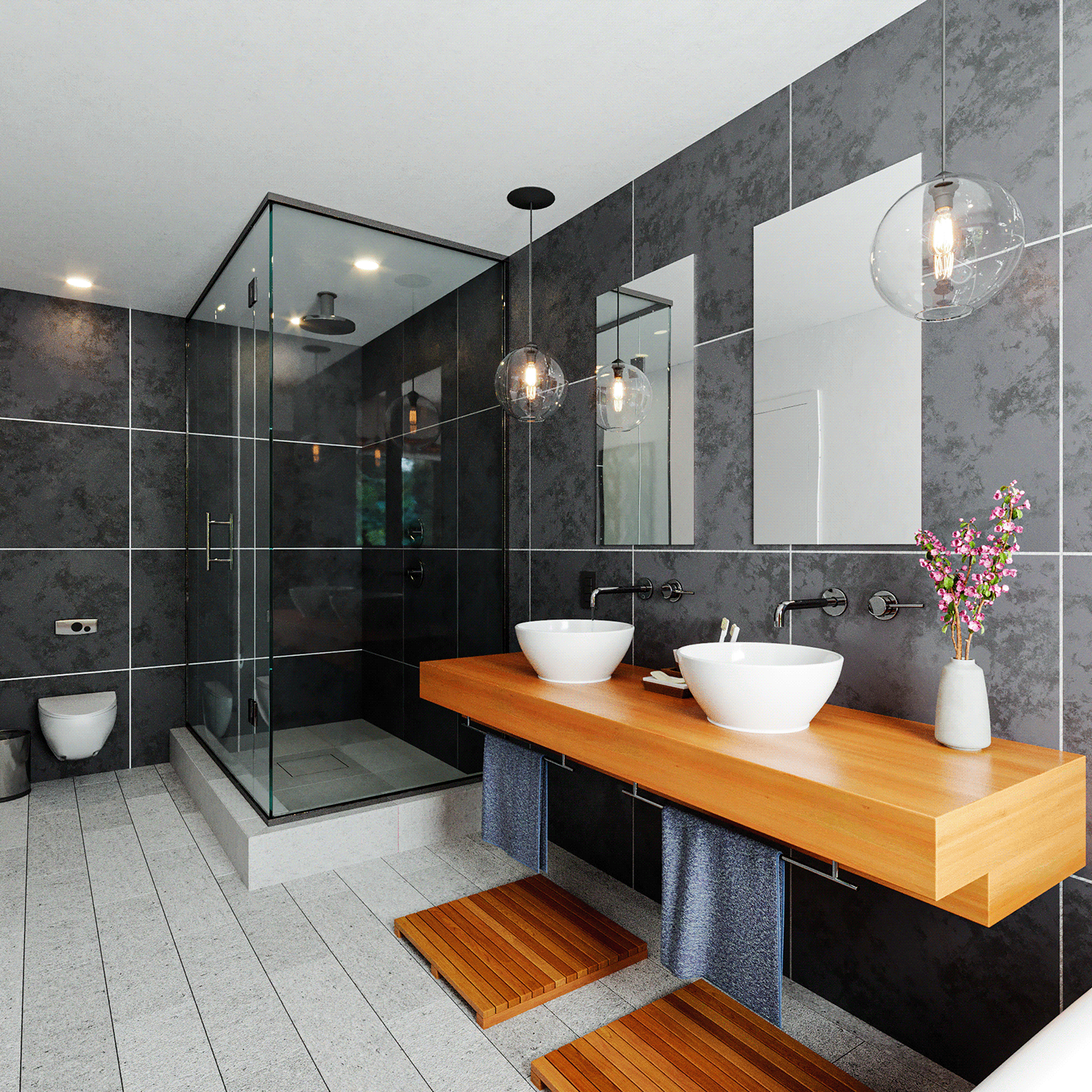 3D AchViz bathroom corona flower interiordesign Minimalism Nature photorealism Render
