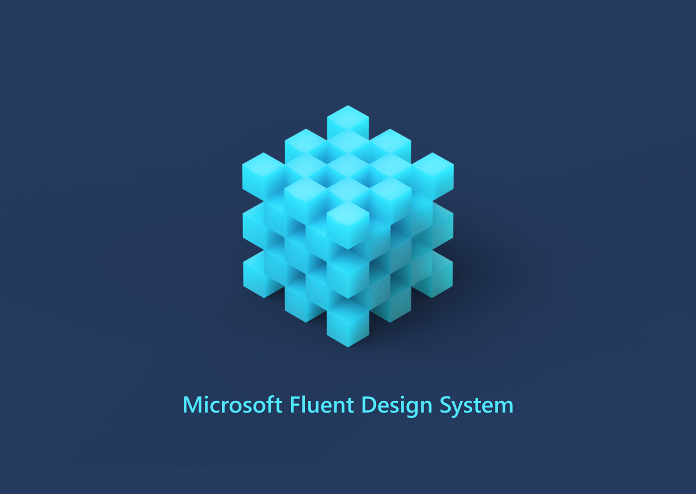 Microsoft design system fluent blue cube 3D objects Shadows