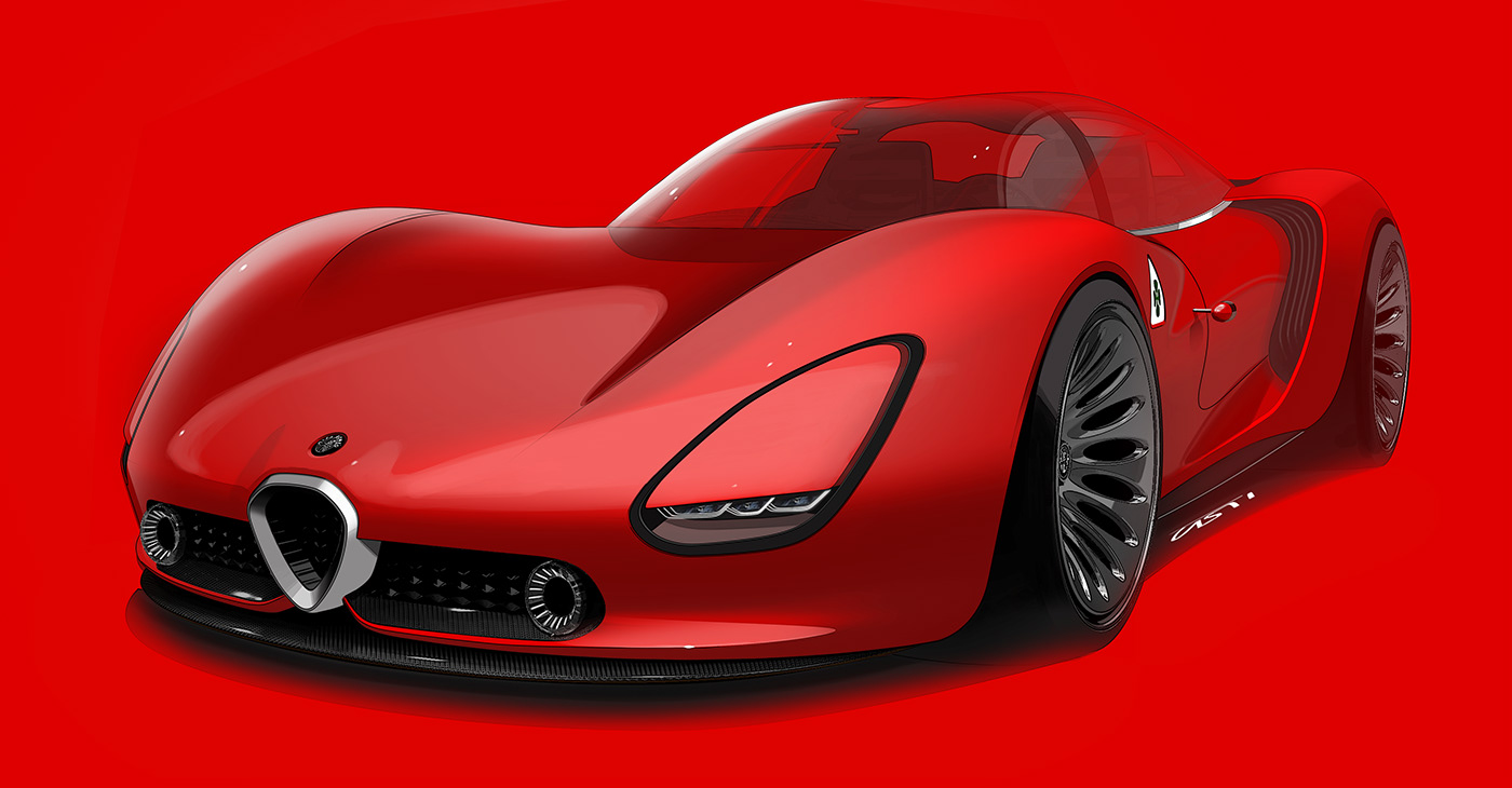 alfa romeo automotive   cad cardesign concept rendering sketches Stradale 33 visione visualization