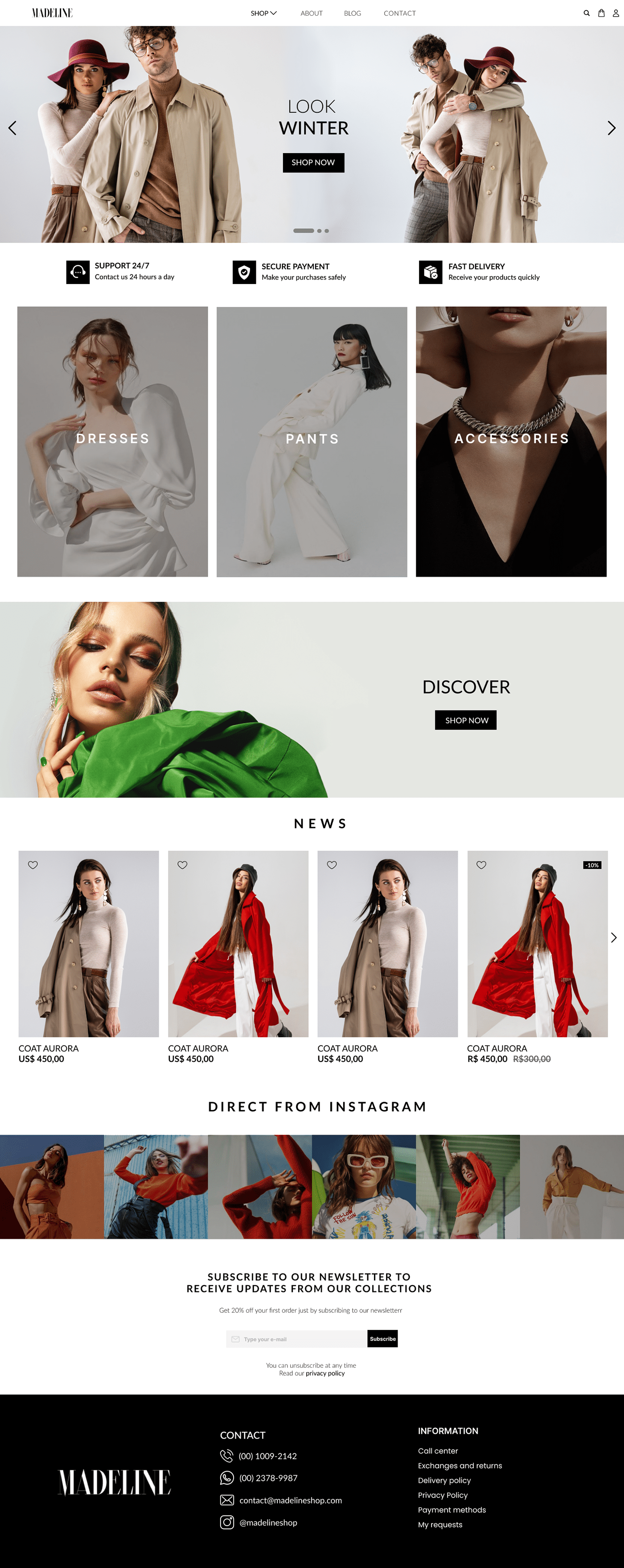Website Ecommerce ui design user interface landing page fashion design moda Style model Figma