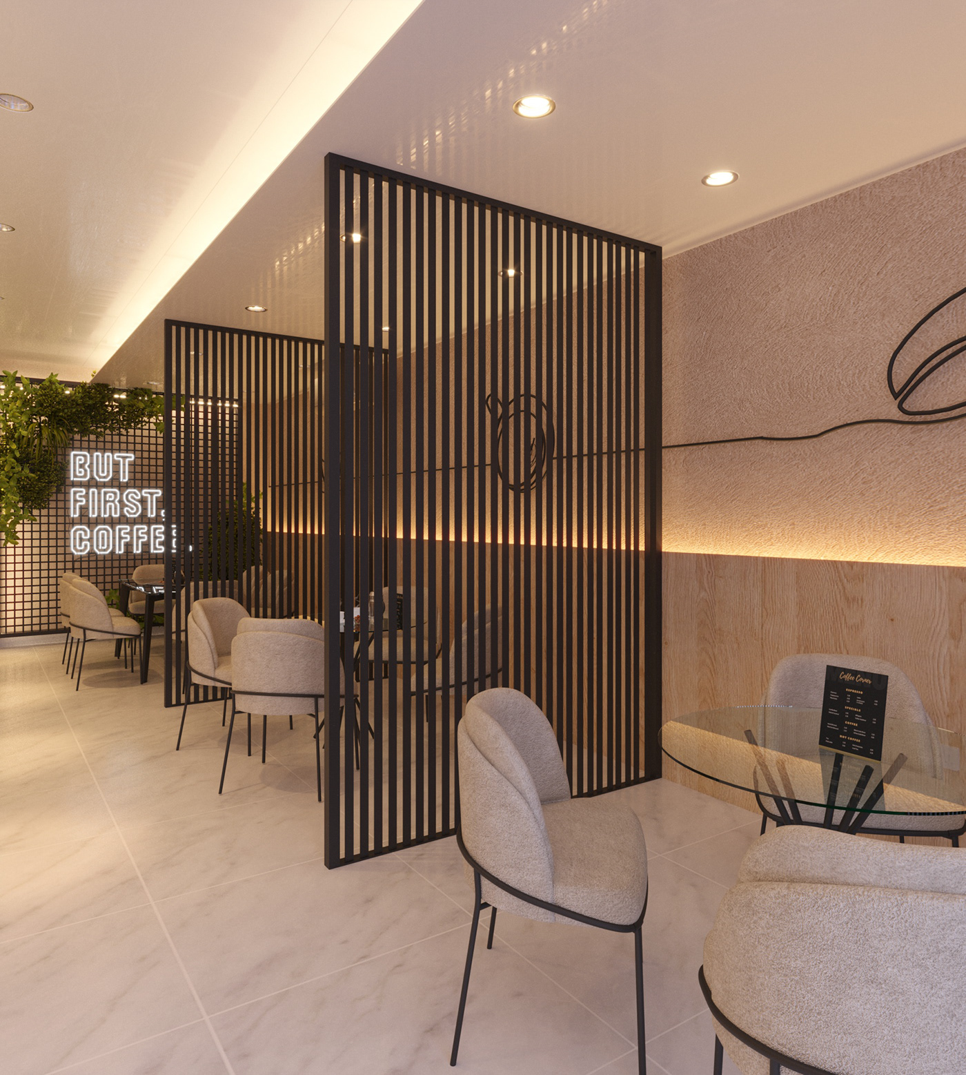 interior design  corona modern Cafe design coffee shop visual identity beige interior visualization 3ds max Render