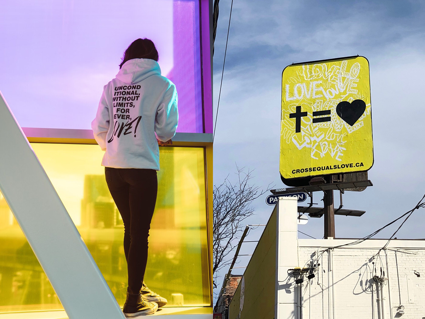 art direction  billboard campaign Creative Direction  cross equals love Easter hillsong Merch print Street