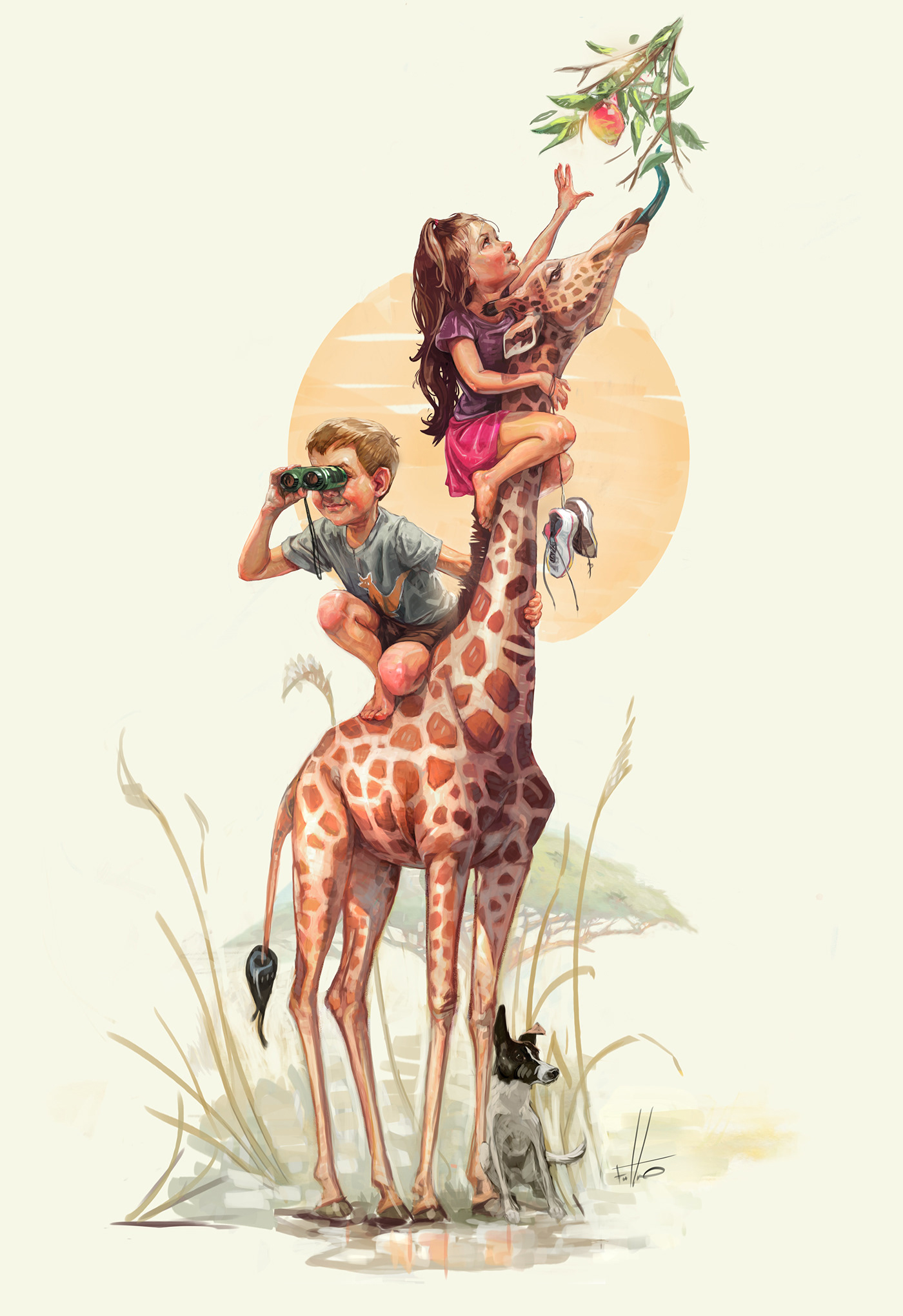 Digital Art  ILLUSTRATION  giraffe dog