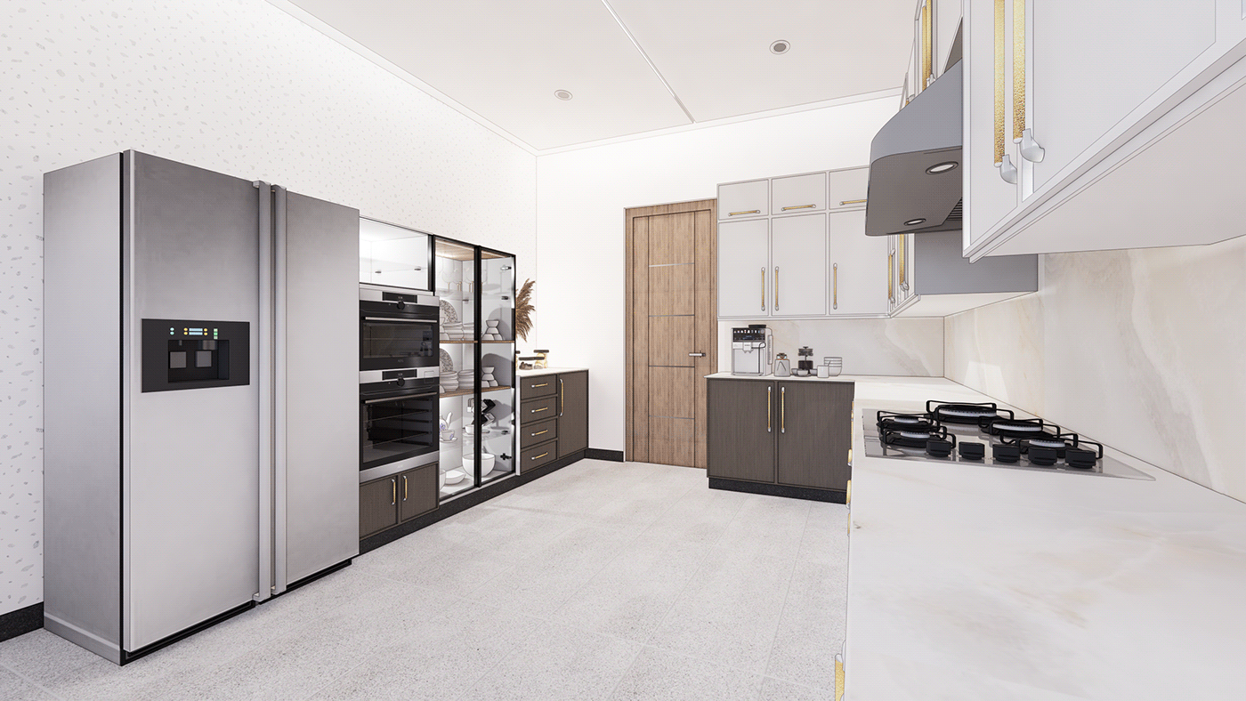 design kitchen design interior design  modern Classical architecture Render visualization 3D vray