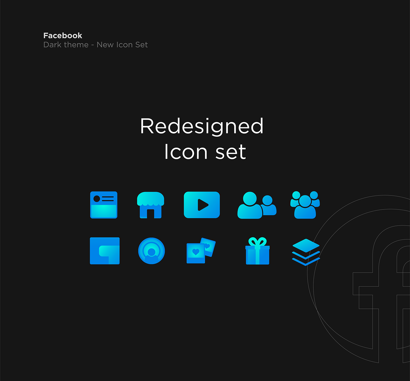 facebook logo branding  UI icons iconography Web Design  redesign xD
