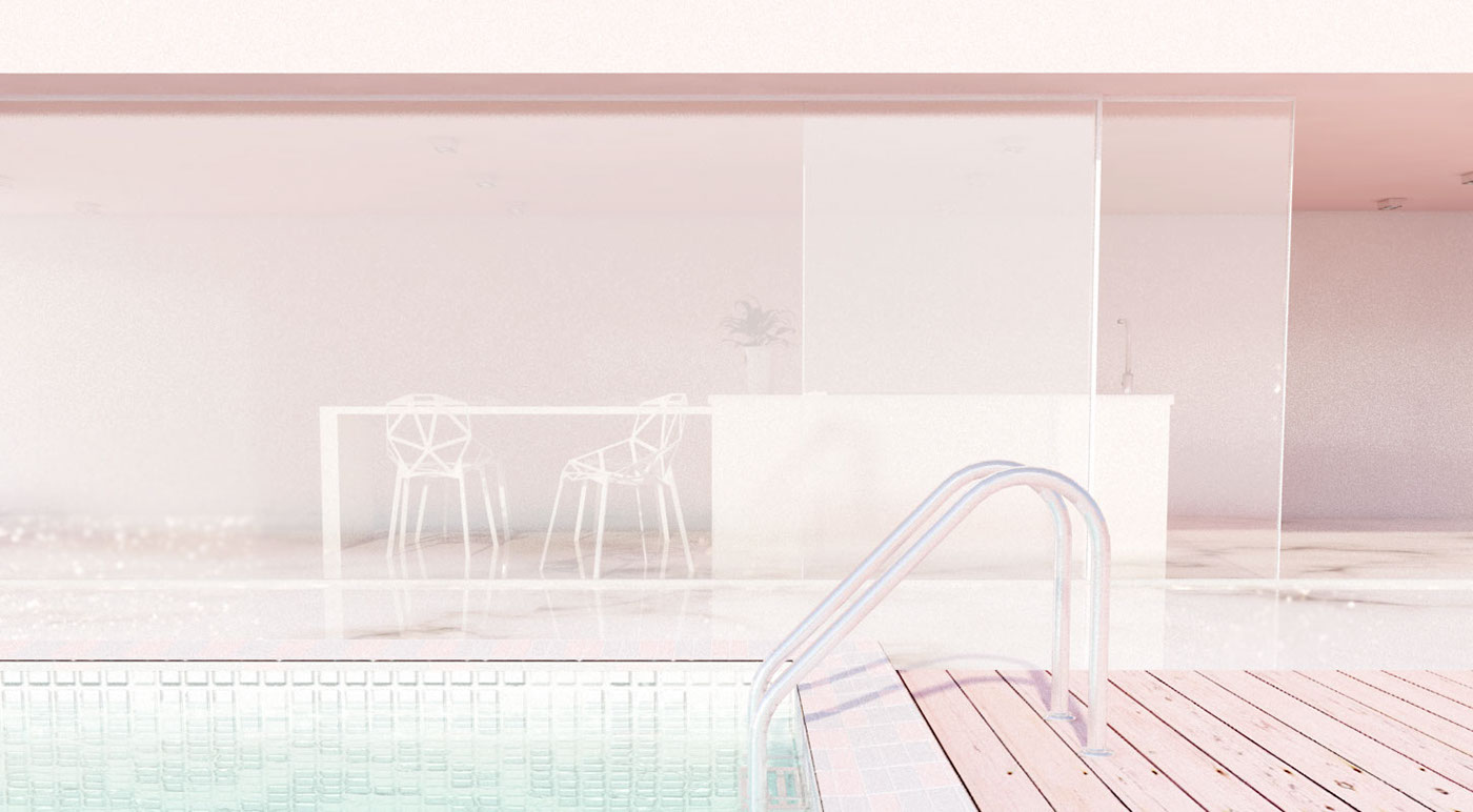 pastel archviz vray 3D Pool aesthetic chill