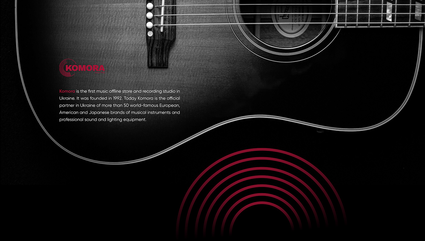 Web design of music store design. Musical instruments.
