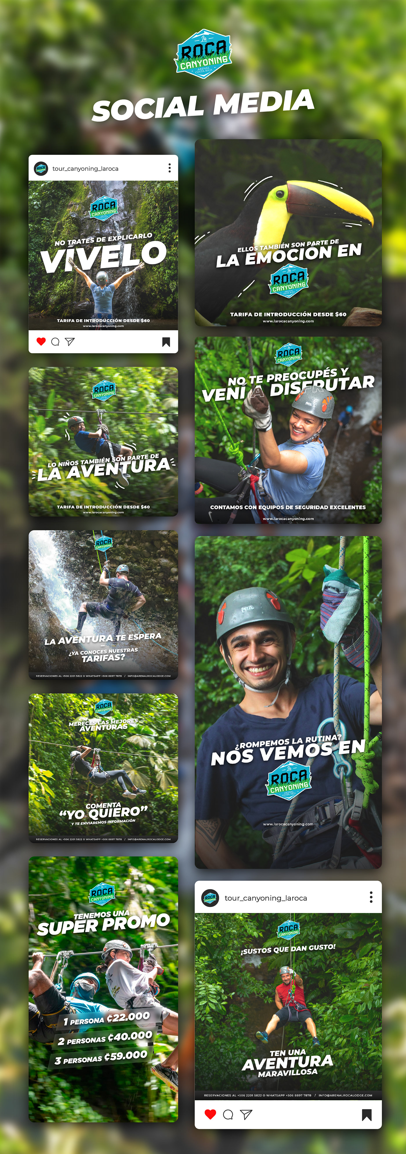 Costa Rica extreme feed instagram marca post publicidade Redes Sociais tourism visual identity