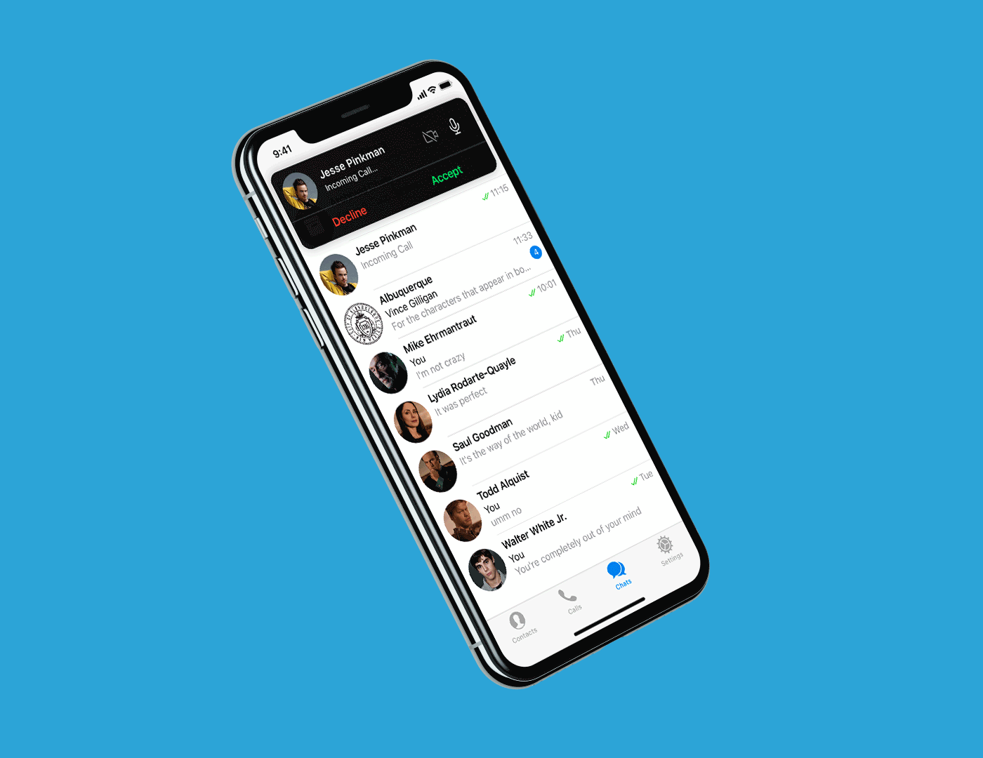 Telegram contest voice calls app UI Notifications concept redesign