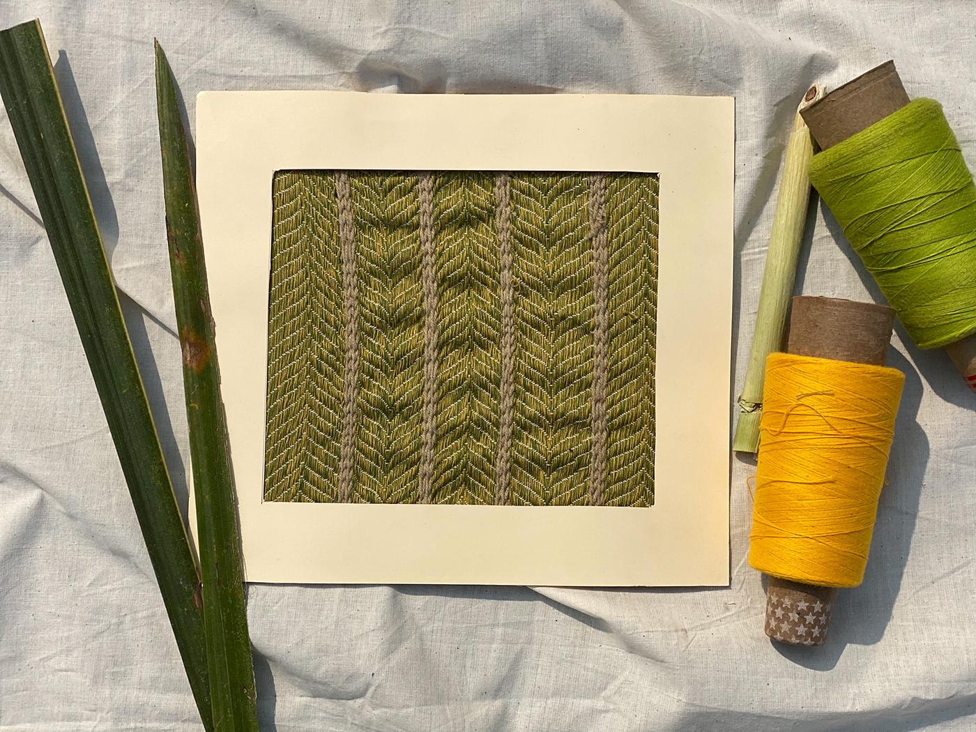 handwoven Nature Sugarcane textile design  weaving