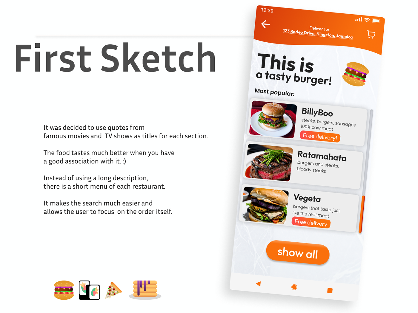 app design Figma Mobile app Case Study user experience food delivery user interface restaurant vector adobe illustrator