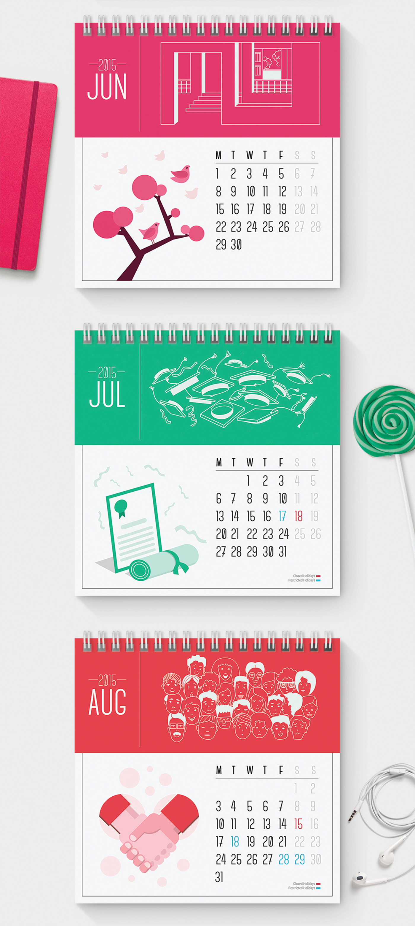 calendar doodle years fresh Illustrator flat print Mockup months college numbers colour