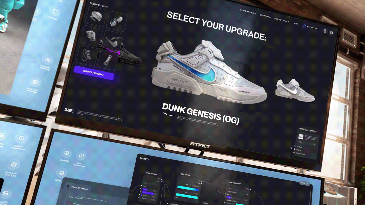 cinema 4d design animation  motion graphics  houdini sneakers Nike DUNK printer 3D