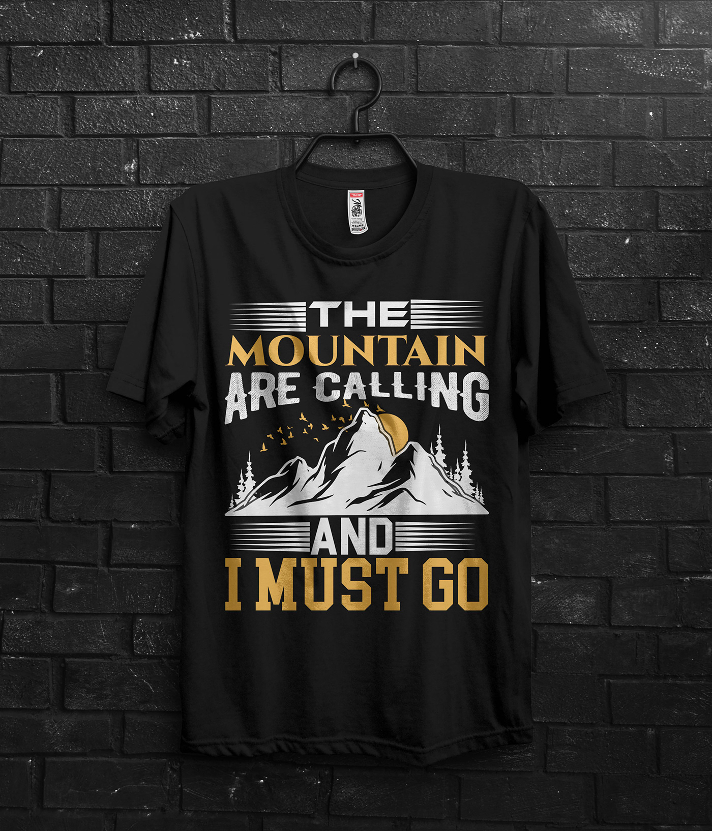 t-shirt black graphic tee mountains sunset adventure Outdoor Clothing design typography  